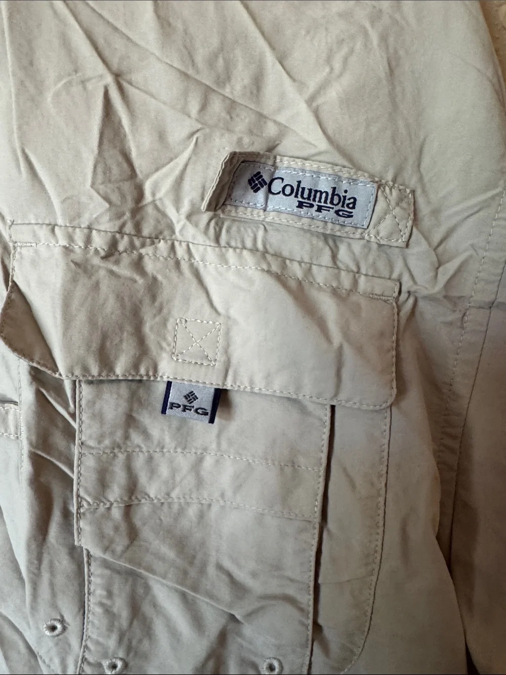 Columbia PFG Performance Fishing Gear Khaki Shirt